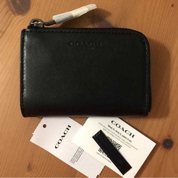 ❤️ Coach Basic L Zip Card Case Black - Picture 1 of 8